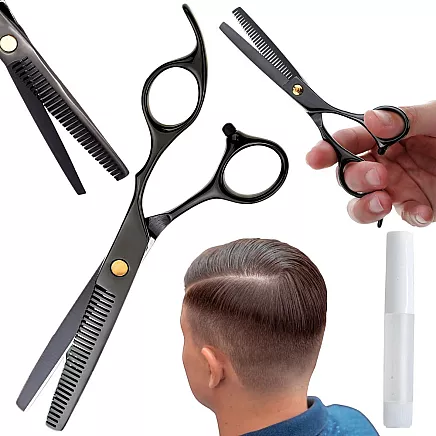 Degażówki professional hairdressing scissors, 17 cm, black, texturising