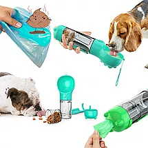 Daudzfunkcionāla ūdens pudele sunim 4-in-1 ar barības trauku 300ml