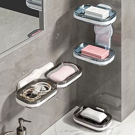 Ziepju trauks ar ūdens noteci, sienas vai brīvi stāvošs vannas istabai