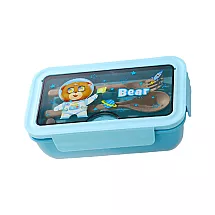 Pusdienu kaste ar nodalījumiem un galda piederumiem skolai un darbam, zila