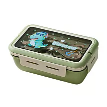 Bērnu pusdienu kastes komplekts ar ūdens pudeli un piederumiem, zaļš