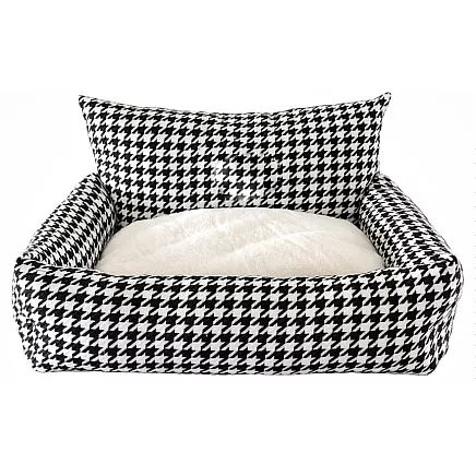 PET BED SOFA M BLACK-WHITE CHECK (25)