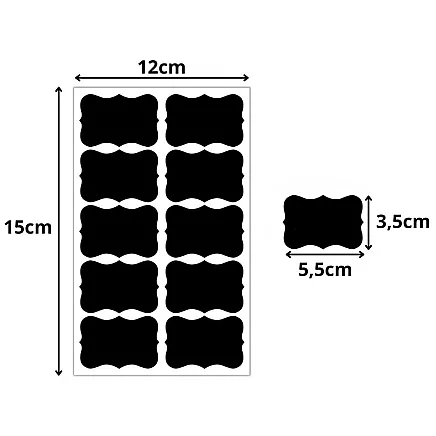 LABELS FOR SPICE JARS 192 PCS BLACK + WHITE CHALK MARKER
