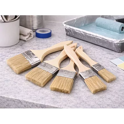 SET OF 5 FLAT PAINT BRUSHES SET FOR PAINTING WALLS