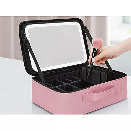 Cosmetics case travel cosmetic bag organiser box led mirror