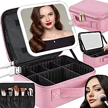 Cosmetics case travel cosmetic bag organiser box led mirror
