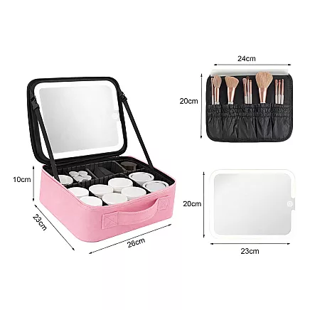 Cosmetics case travel cosmetic bag organiser box led mirror