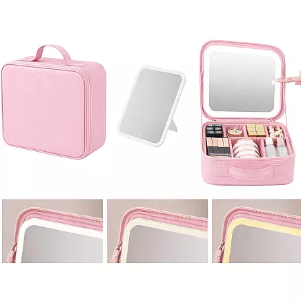 Cosmetics case travel cosmetic bag organiser box led mirror