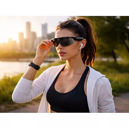 Viedbrilles ar mākslīgo intelektu, 2k kameru, diktofonu, bluetooth un tulkošanas funkciju