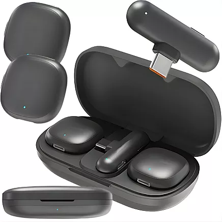 2 беспроводных микрофона-петлиц для iphone, телефона или компьютера с разъемом usb-c