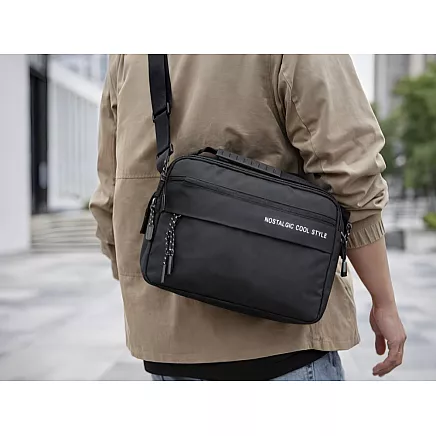 Mens kidney bag shoulder bag handbag crossbody bag black adjustable