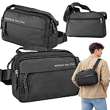 Men's kidney bag shoulder bag handbag crossbody bag black adjustable