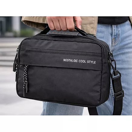 Mens kidney bag shoulder bag handbag crossbody bag black adjustable