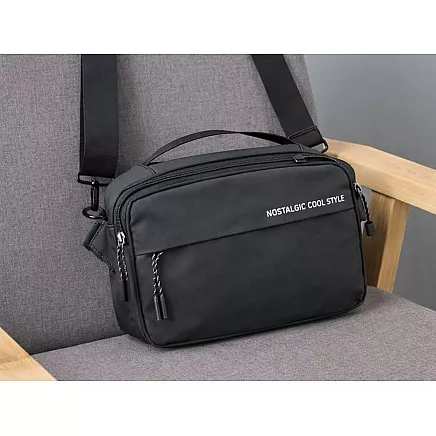 Mens kidney bag shoulder bag handbag crossbody bag black adjustable