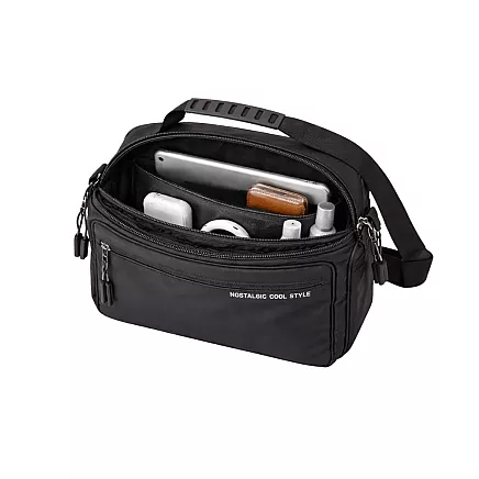 Mens kidney bag shoulder bag handbag crossbody bag black adjustable