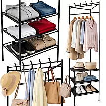 Corner clothes hanger with shoe shelves metal wardrobe