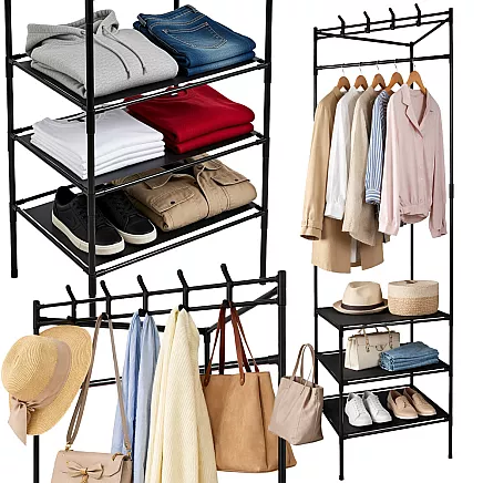 Corner clothes hanger with shoe shelves metal wardrobe