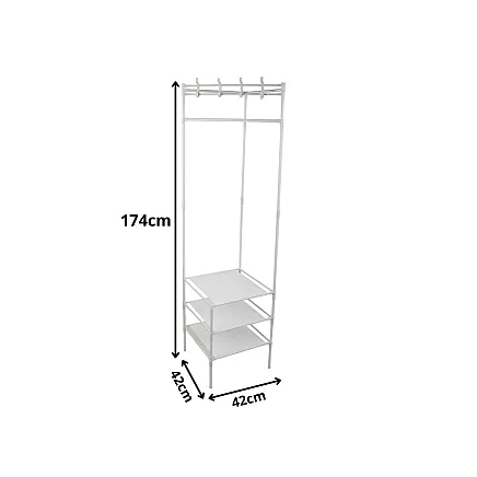 Corner clothes rack with shoe shelves metal wardrobe
