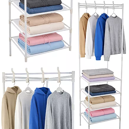 Corner clothes rack with shoe shelves metal wardrobe