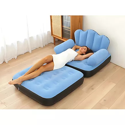 2-in-1 pūšamā dīvāna krēsls gulētāva ar atzveltni un putekļiem