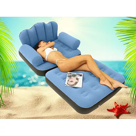 2-in-1 pūšamā dīvāna krēsls gulētāva ar atzveltni un putekļiem