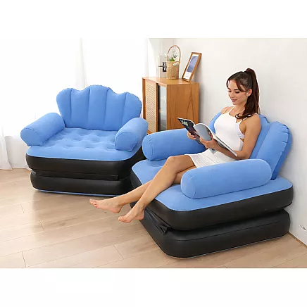 2-in-1 pūšamā dīvāna krēsls gulētāva ar atzveltni un putekļiem