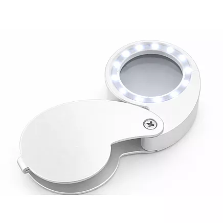 Ювелирная лупа с 40-кратным увеличением, карманная, складная, 25 мм, 9 светодиодов