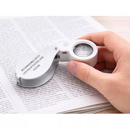 Ювелирная лупа с 40-кратным увеличением, карманная, складная, 25 мм, 9 светодиодов