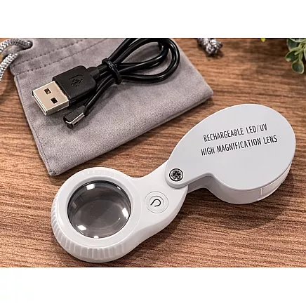 Ювелирная увеличительная лупа с led-подсветкой и уф-фильтром, складная, с usb-зарядкой, для чтения, 60-кратное увеличение