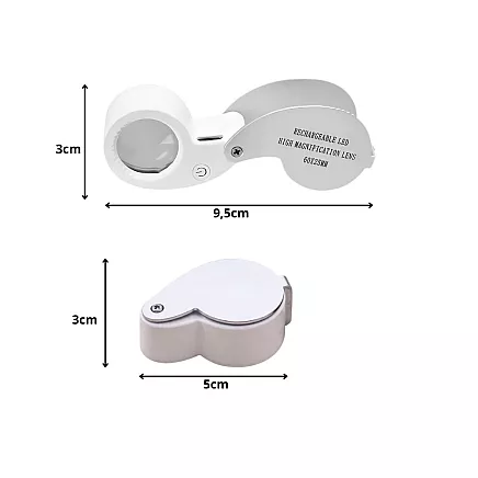 Ювелирная увеличительная лупа с led-подсветкой и уф-фильтром, складная, с usb-зарядкой, для чтения, 60-кратное увеличение