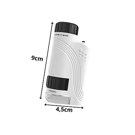 Compact optical microscope with 120x zoom, led lighting and uv function – educational model