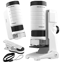 Компактный микроскоп-лупа с клипсом для мобильного телефона, 200-кратный увеличение, светодиодная подсветка, уф-функция