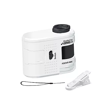 Компактный микроскоп-лупа с клипсом для мобильного телефона, 80-кратный увеличение, светодиодная подсветка, уф-функция