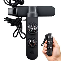 Спасательный свисток, чёрный, для выживания и туризма; компас; фонарик; лупа; термометр