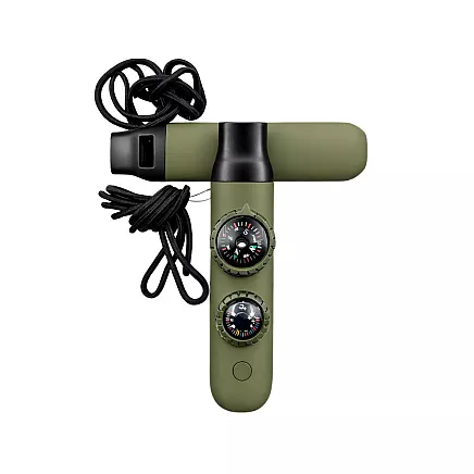 Спасательный свисток зеленого цвета, туристический компас, фонарик, лупа, шнурок