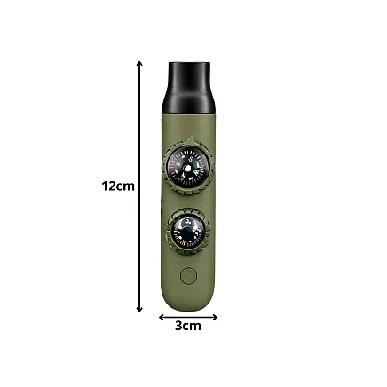 Спасательный свисток зеленого цвета, туристический компас, фонарик, лупа, шнурок
