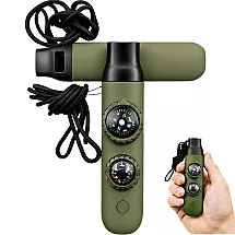 Спасательный свисток зеленого цвета, туристический компас, фонарик, лупа, шнурок