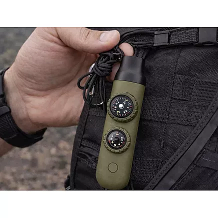 Спасательный свисток зеленого цвета, туристический компас, фонарик, лупа, шнурок