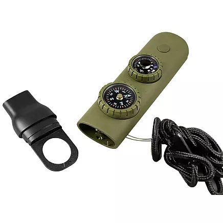 Спасательный свисток зеленого цвета, туристический компас, фонарик, лупа, шнурок
