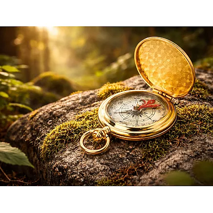 Классический карманный туристический компас, закрывающийся, металлический, золотого цвета