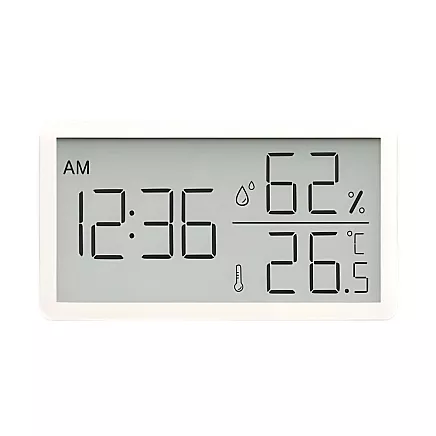 Digital thermometer and hygrometer with clock – temperature and humidity measurement for home and garden