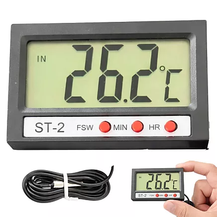 Digital thermometer with probe for aquariums, fridges and terrariums – 100cm cable