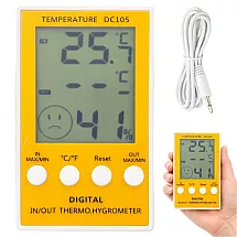 Ciparu termometrs un higrometrs ar in/out zondi un lcd displeju – temperatūra un mitrumu