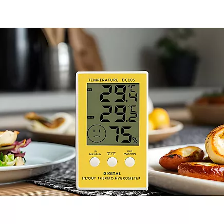 Ciparu termometrs un higrometrs ar in/out zondi un lcd displeju – temperatūra un mitrumu