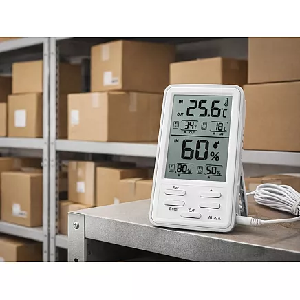 Laika apstākļu stacijas lcd termometrs, higrometrs, magnēts, bezvadu