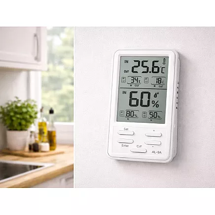 Laika apstākļu stacijas lcd termometrs, higrometrs, magnēts, bezvadu