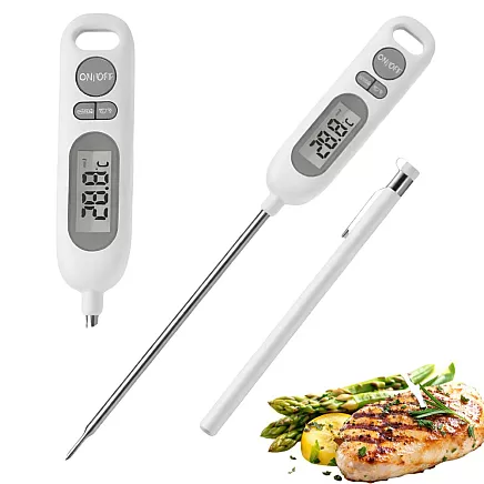 Sonda digital kitchen thermometer for meat and roasting – lcd skewer, waterproof