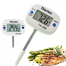 Digital lcd kitchen thermometer with meat skewer for cooking and roasting