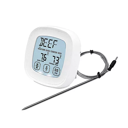 Meat thermometer with probe – digital touchscreen kitchen thermometer for cooking with lcd display
