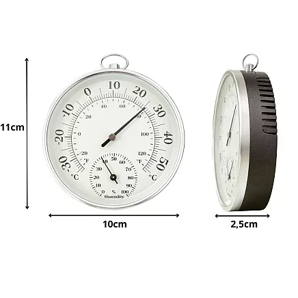 Analogue wall-mounted thermometer and hygrometer – temperature and humidity for home and garden